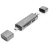 combo card reader Hub (USB-c+USB 3.0) 1x sd, 1x microsd, 1x USB 3.0, grigioDIGITUS