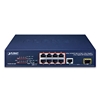 8-Port 10/100TX 802.3at/af PoE + 1-Port 10/100/1000T + 1-Port 100/1000X SFP Desktop SwitchPlanet