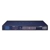 16-Port 10/100TX 802.3at PoE + 2-Port Gigabit TP + 2-Port SFP Ethernet Switch with LCD PoE MonitorPlanet