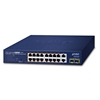 16-Port 10/100/1000T 802.3at PoE + 2-Port 10/100/1000T + 2-Port 1000X SFP Desktop SwitchPlanet