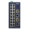 Industrial 16-Port 10/100TX + 2-Port Gigabit TP/SFP Combo Ethernet Switch (-40~75 degrees C)Planet