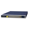 Industrial L3 24-Port 10/100/1000T 802.3at PoE + 4-Port Shared 100/1000X SFP Managed Ethernet Switch(-40~75 degrees C)Planet