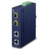 IP30 Industrial 2 port 10/100/1000T to 2 port 100/1000/2500X SFP Media Converter(-40 to 75 degree C, dual 12~48V DC/24V AC, Fiber ports Switch/Redundant mode DIP switch)Planet
