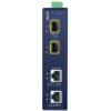 IP30 Industrial 2 port 10/100/1000T to 2 port 100/1000/2500X SFP Media Converter(-40 to 75 degree C, dual 12~48V DC/24V AC, Fiber ports Switch/Redundant mode DIP switch)Planet