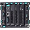 Layer 3 full Gigabit modular managed Ethernet switch with 4 fixed Gigabit ports, 2 slots for optional 4-port GE/FE modules, 2 slots for isolated power modules, up to 12 Gigabit ports, -40 to 75°C operating temperatureMOXA