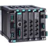 Layer 3 full Gigabit modular managed Ethernet switch with 4 fixed Gigabit ports, 2 slots for optional 4-port GE/FE modules, 2 slots for isolated power modules, up to 12 Gigabit ports, -10 to 60°C operating temperatureMOXA