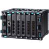 Layer 3 full Gigabit modular managed Ethernet switch with 4 fixed Gigabit ports, 4 slots for optional 4-port GE/FE modules, 2 slots for isolated power modules, up to 20 Gigabit ports, -10 to 60°C operating temperatureMOXA