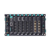 Layer 2 full Gigabit modular managed Ethernet switch with 4 fixed Gigabit ports, 6 slots for optional 4-port GE/FE modules, 2 slots for isolated power modules, up to 28 Gigabit ports, -10 to 60°C operating temperatureMOXA