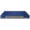 Layer 3 16-Port 100/1000X SFP + 8-Port Gigabit TP/SFP combo + 4-Port 10G SFP+ Stackable Managed Switch with Dual AC Redundant Power(Hardware stacking up to 8 units, hardware-based Layer 3 IPv4/IPv6 Routing and VRRP, supports ERPS Ring)Planet