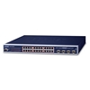 L2+ 24-Port 10/100/1000Mbps 802.3at PoE+ Managed Switch with 4 Shared SFP Ports (440 watts)Planet
