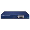 Wireless AP Managed Switch with 8 port 10/100/1000T 802.3at PoE + 2 port 10G SFP+ (120W PoE Budget, 200m Extend mode, AP Grouping, batch provisioning, floor map, ERPS Ring, CloudViewer app, MQTT, Cybersecurity features, Hardware Layer 3 RIPv1/v2, OSPFv2/vPlanet