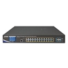 Wireless AP Managed Switch with 24-Port 802.3at PoE + 4-Port 10G SFP+ + LCD Touch Screen and 48VDC Redundant PowerPlanet