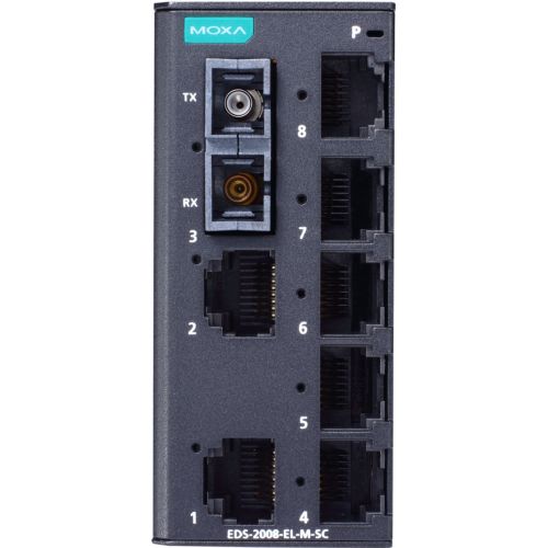 EDS-2008-EL-M-SC | 8-Port Entry-level Unmanaged Switch, 7 Fast T(X) ports, 1 multi-mode port, SC, -10 to 60°C