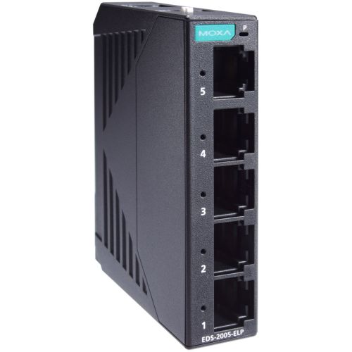 EDS-2005-ELP | 5-Port Entry-level Unmanaged Switch, 5 Fast T(X) ports, ,QoS supported, IP40 Plastic Housing,-10 to 60°C 