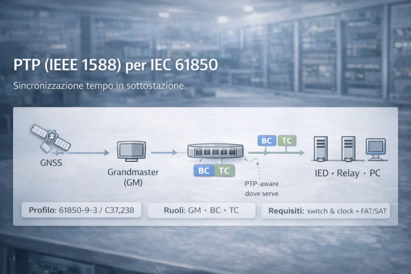 PTP (IEEE 1588) per IEC 61850: sincronizzazione tempo in sottostazione